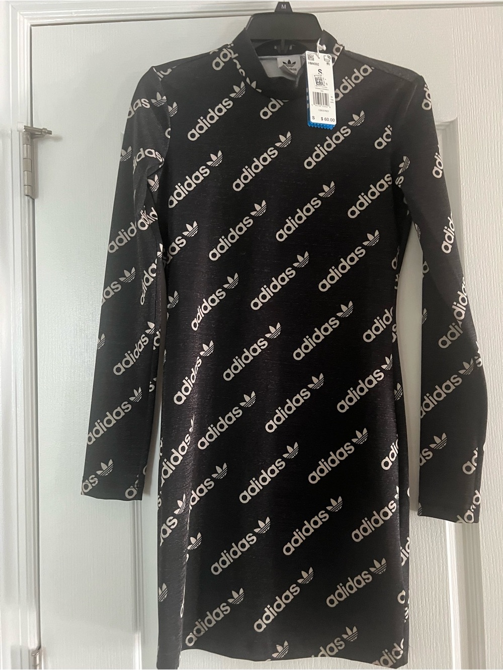 Adidas Black Logo Allover Long Sleeve Dress
